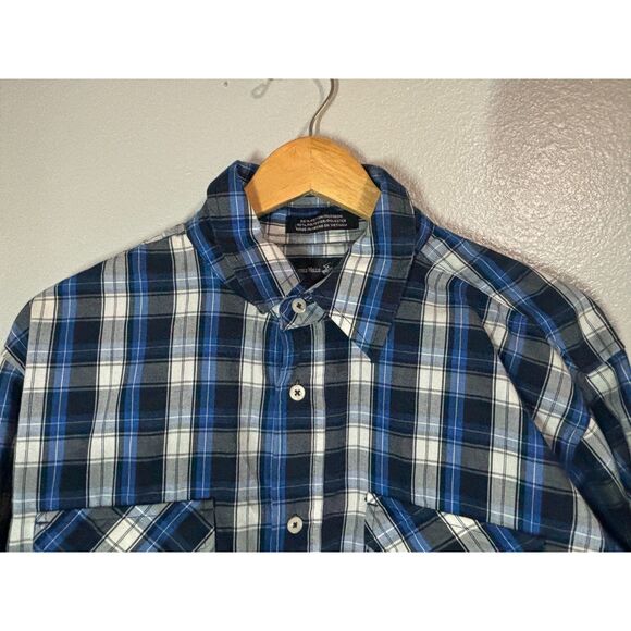 Beverly Hills Polo Club Black Label Blue Plaid Button Down Shirt Size L - Picture 3 of 10